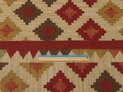 Coastal Flat-Weave Indoor/Outdoor Hand-Knotted Wool Rug in Gold & Rust — 8'0" x 10'0" | SKU w1095