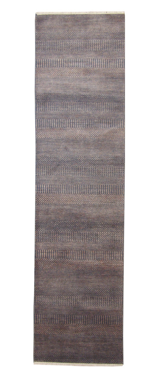 Modern Grass Design hand-knotted wool rug in Gray, full view