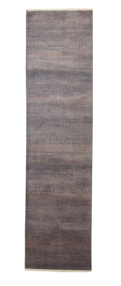 Modern Grass Design hand-knotted wool rug in Gray, full view