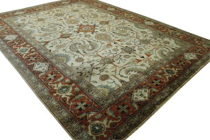 Close-up of wool pile, Beige & Rust rug