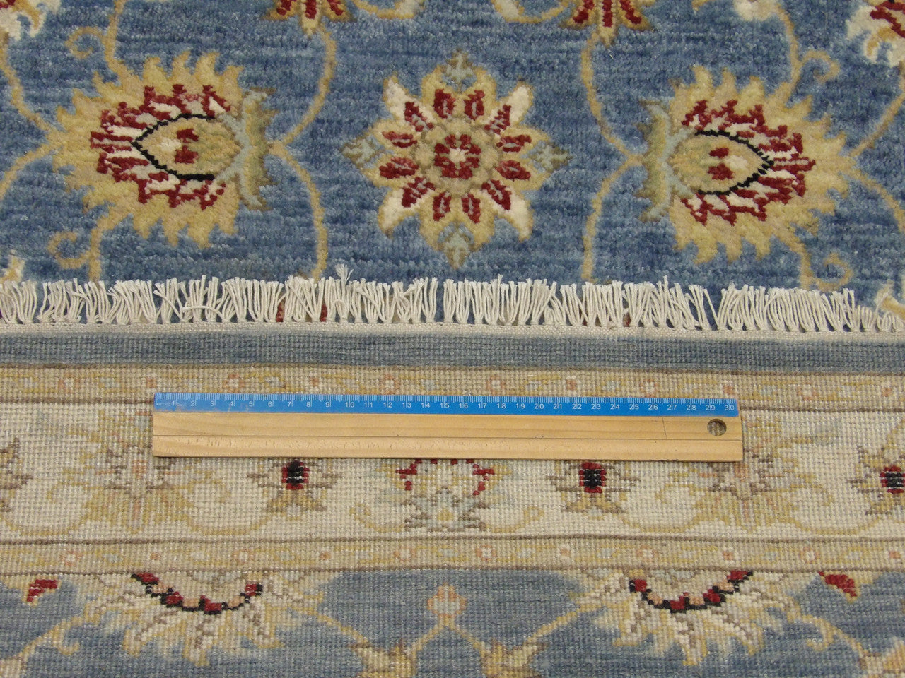 Kashan Oushak / Peshawar hand-knotted wool runner in Blue, 2'8" x 13'7", SKU W1158