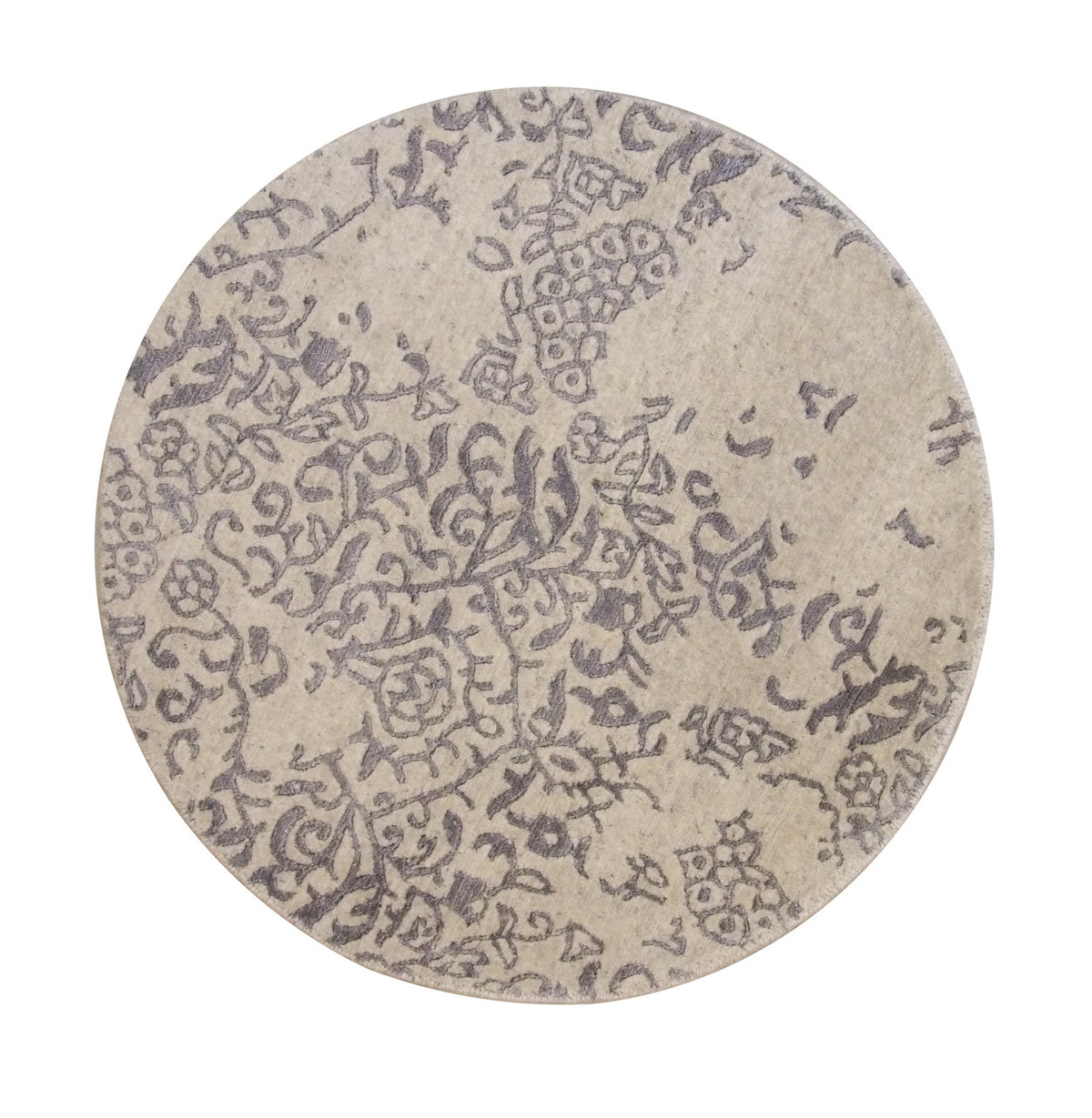 Transitional Abstract Broken Design hand-knotted wool-silk rug in Blue & White, full view