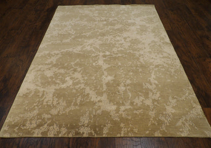Close-up of wool-silk sheen on broken damask rug