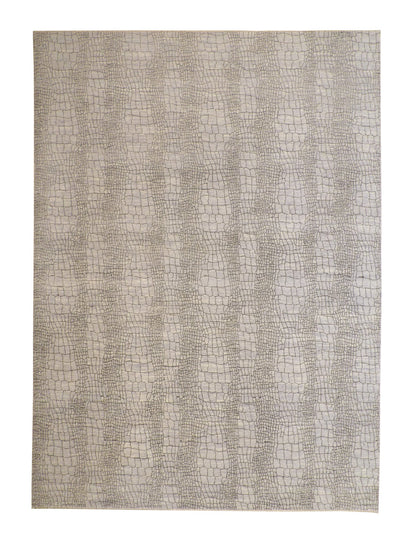 Modern Eggshell Design hand-knotted wool rug in Brown & Gray, full view