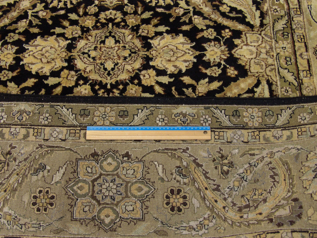 Black & Gold Fine Persian Ziegler rug in room setting