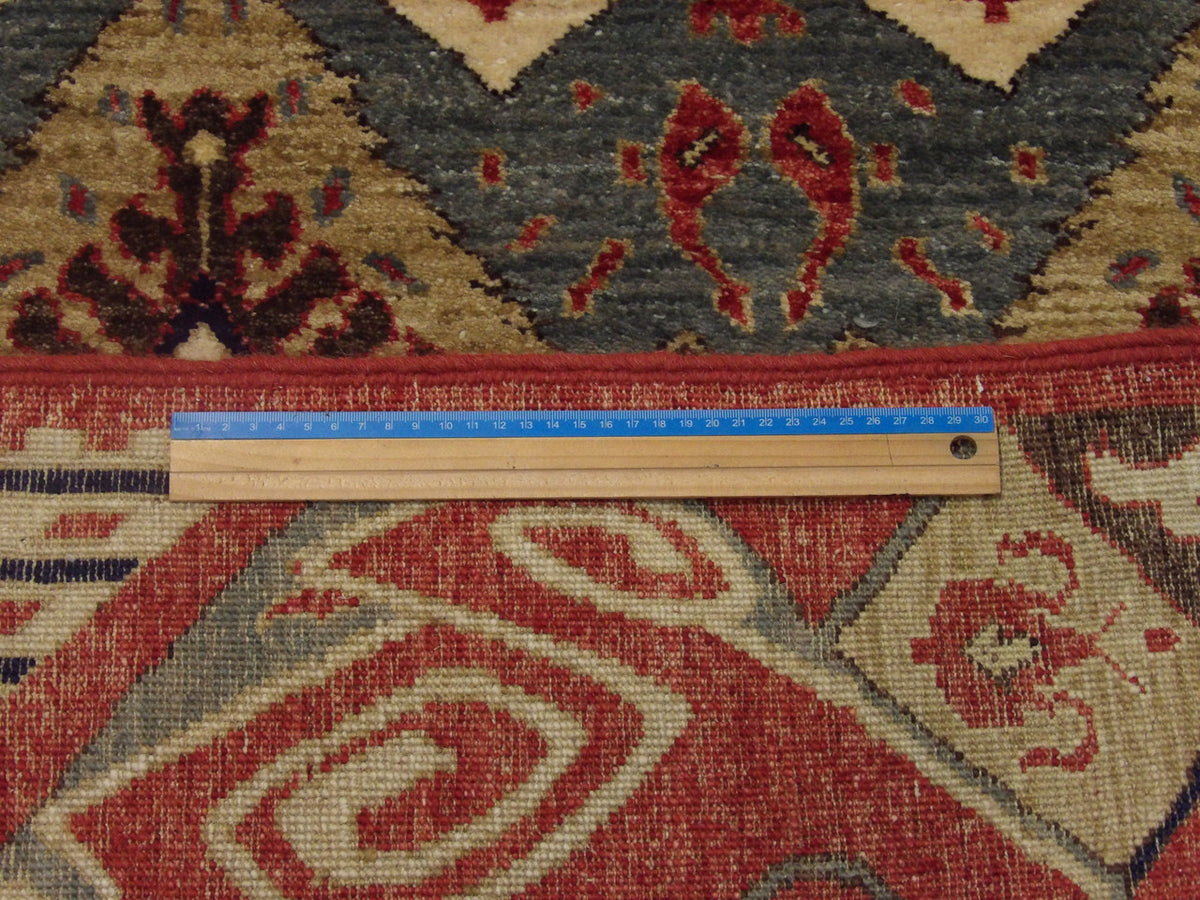 Red Ikat rug in room setting