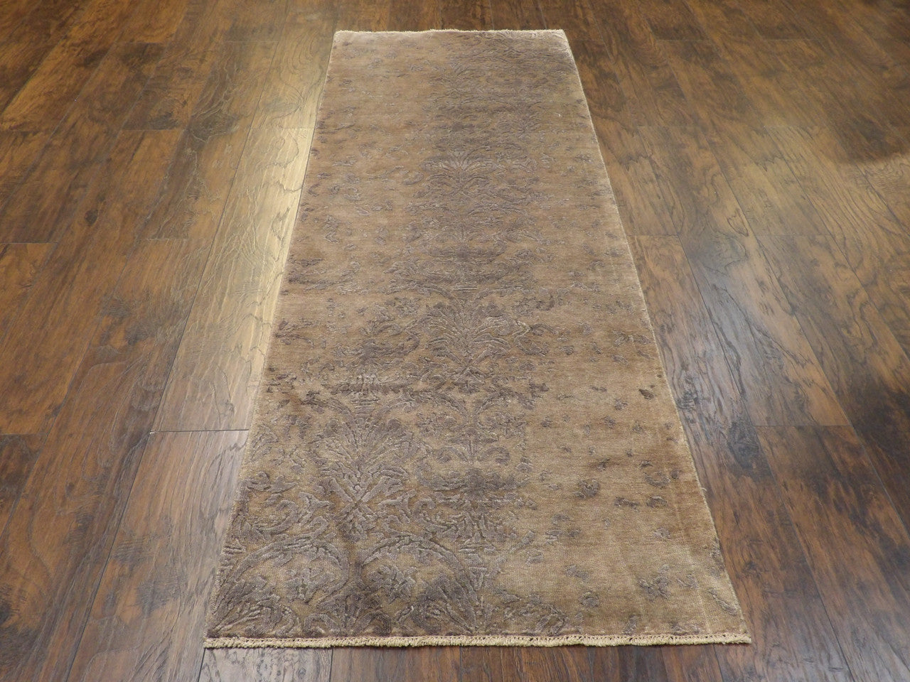 Transitional Damask rug corner detail