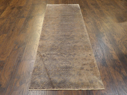 Transitional Damask rug corner detail