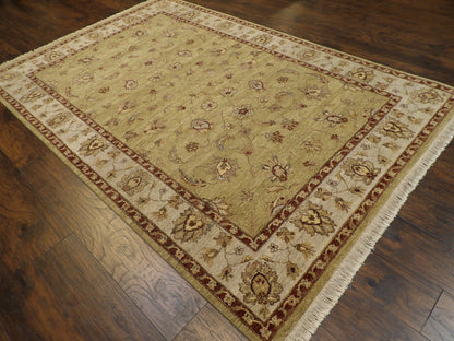 Chobie Oushak / Peshawar hand-knotted wool rug in Green, 6'0" x 9'0", SKU W897