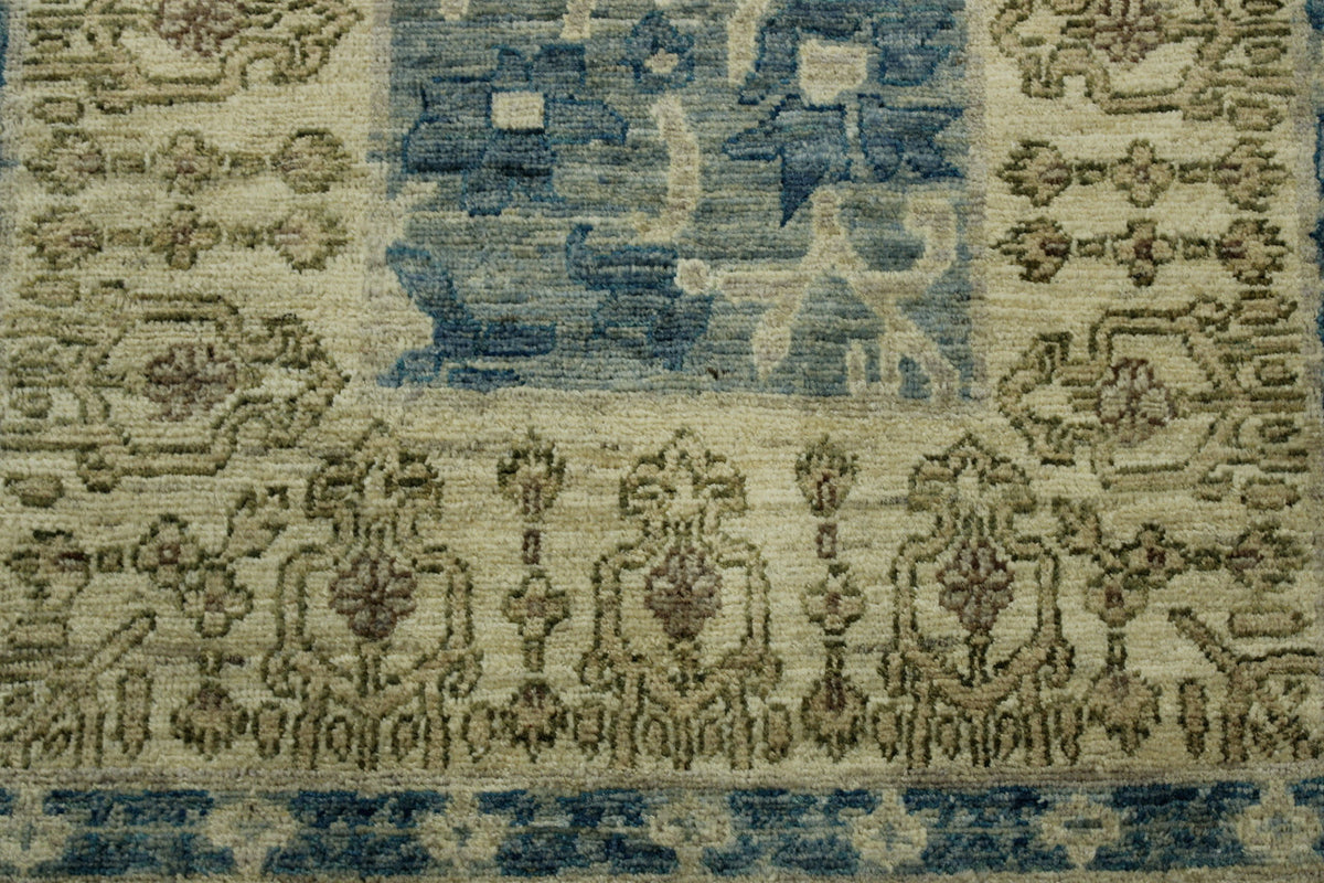 Close-up of wool pile, Blue rug