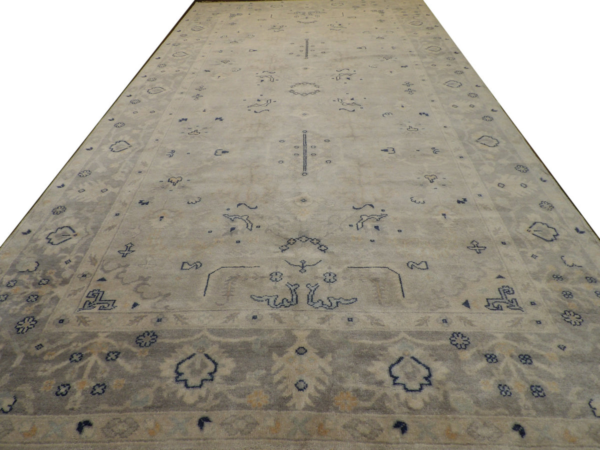 Turk Oushak Vegetable Dye Wash rug corner detail