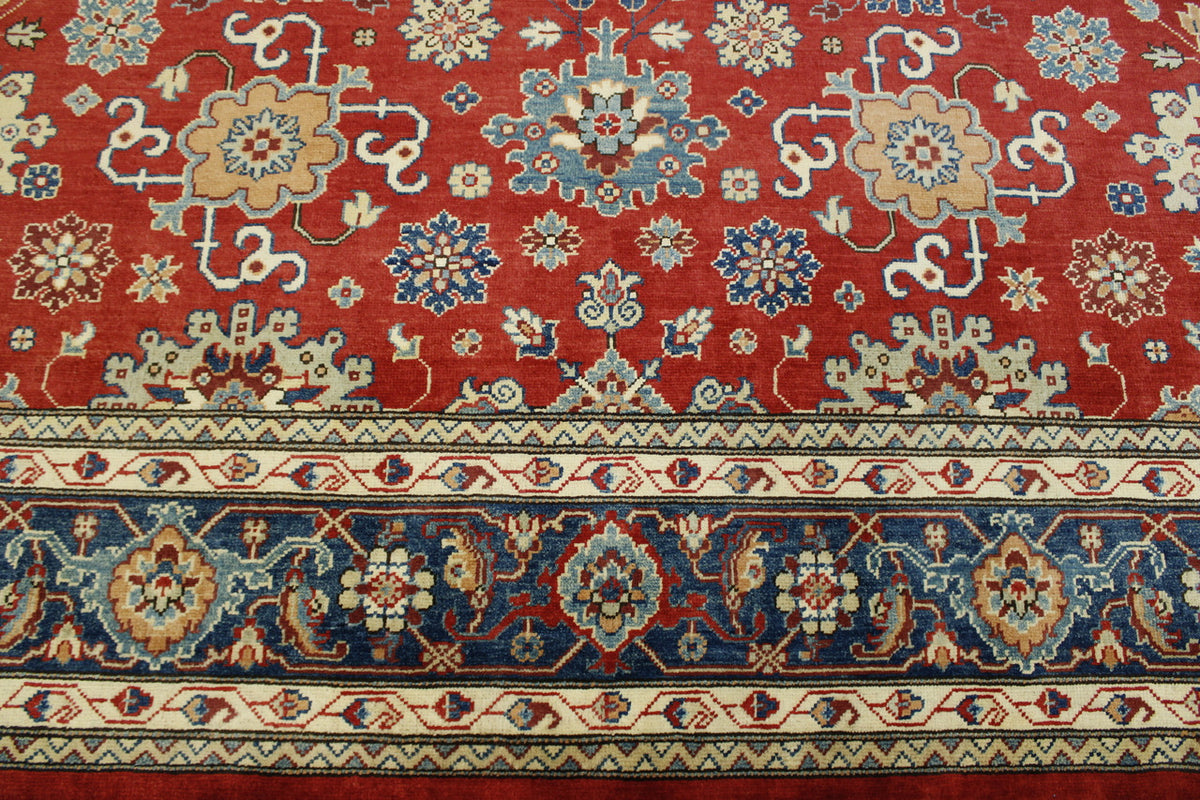 Back of Tribal Super Kazak hand-knotted rug