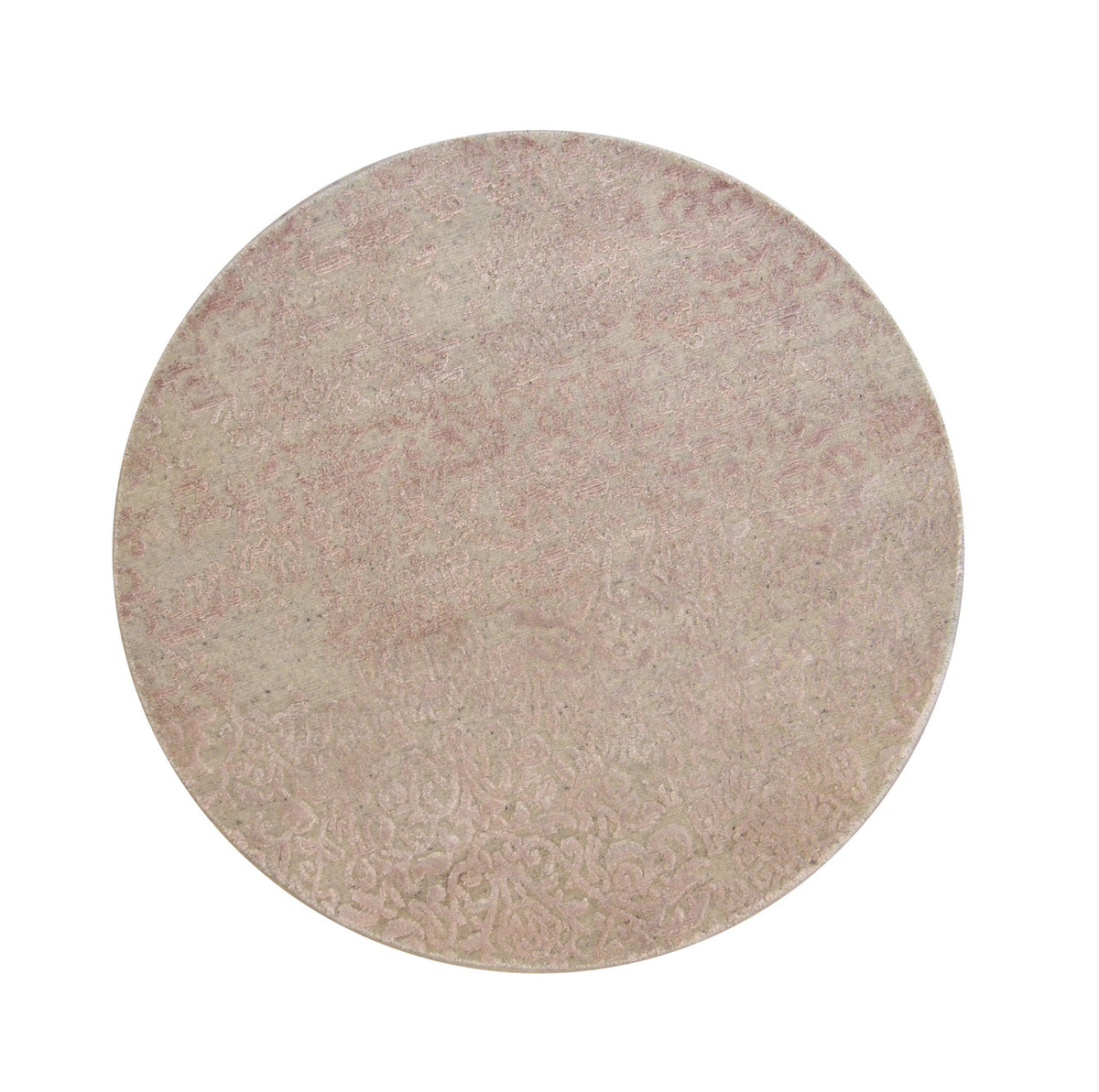 Modern Abstract Broken Design hand-knotted wool-silk rug in Beige & Pink, full view