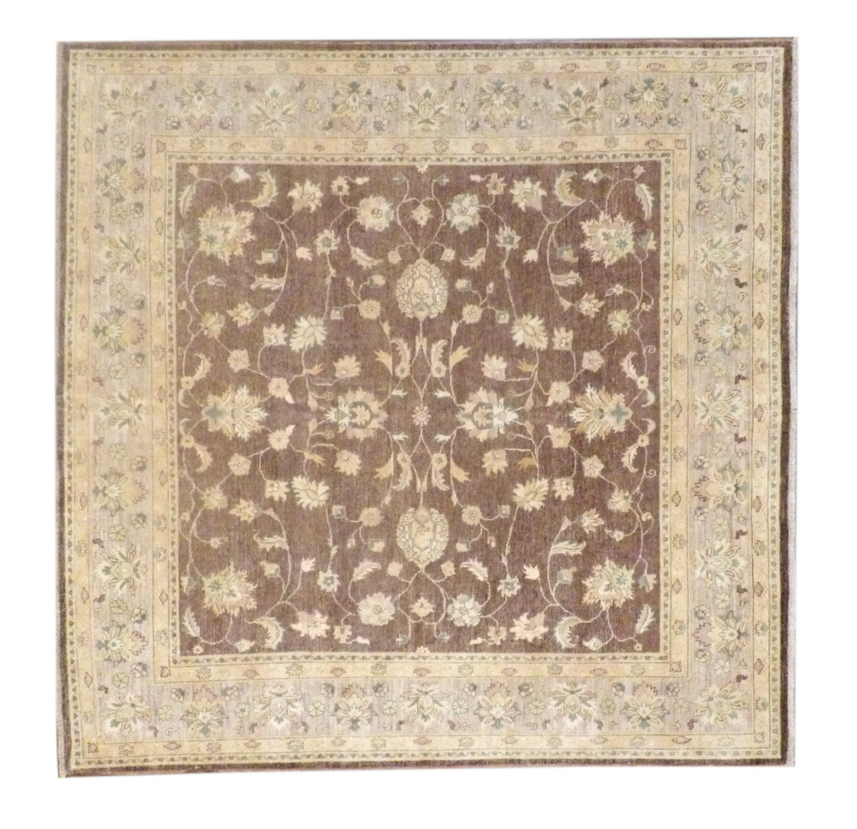 Oushak Chobi Wash hand-knotted wool rug in Brown & Gray, full view