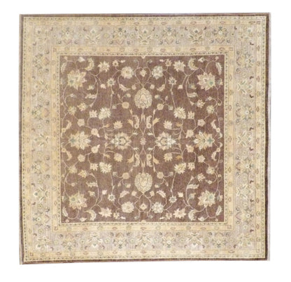 Oushak Chobi Wash hand-knotted wool rug in Brown & Gray, full view