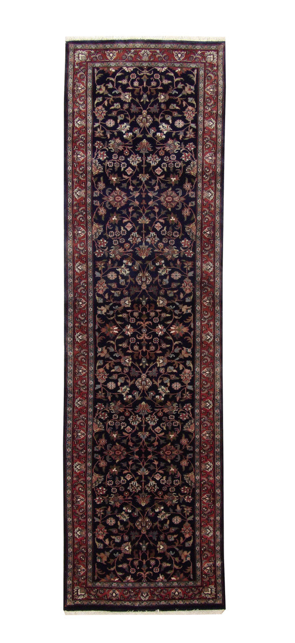 Traditional Fine Heraki hand-knotted wool rug in Blue, full view