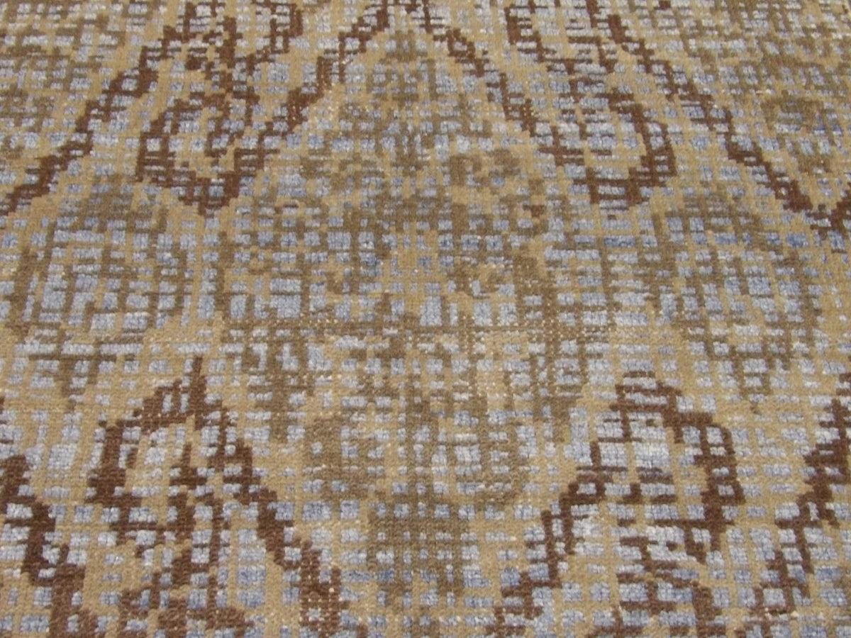 Back of Transitional Ikat Design Natural Dye hand-knotted rug
