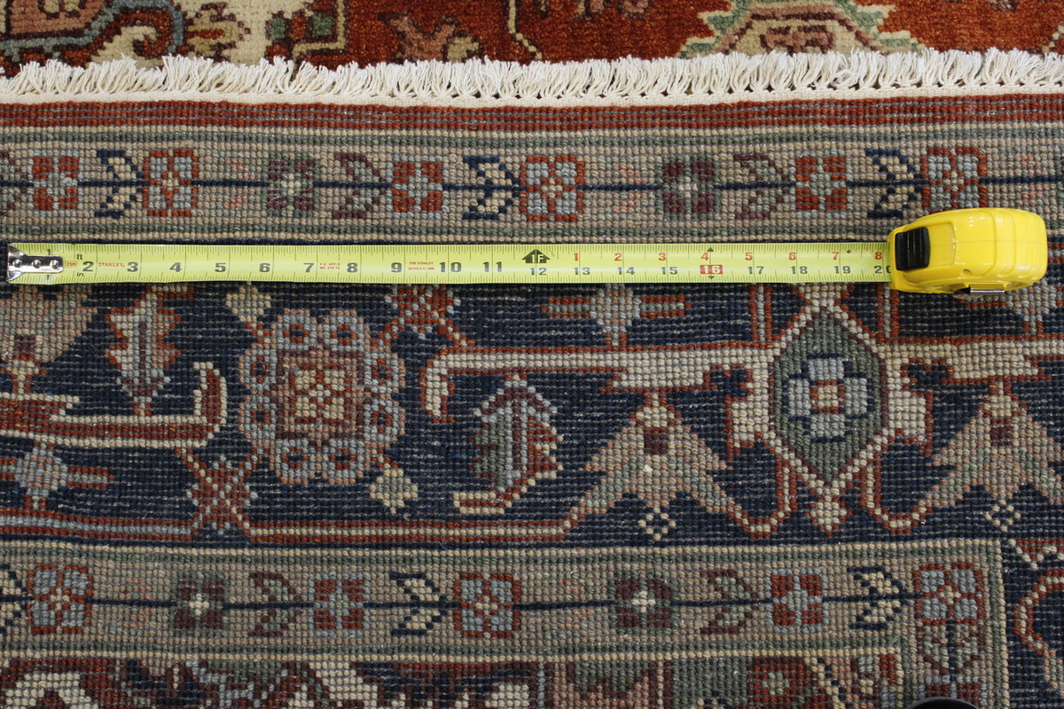 Blue & Rust Tribal Indo Heriz rug in room setting