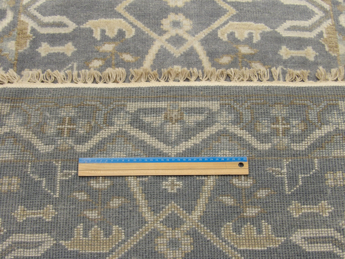 Blue Oushak runner in hallway setting