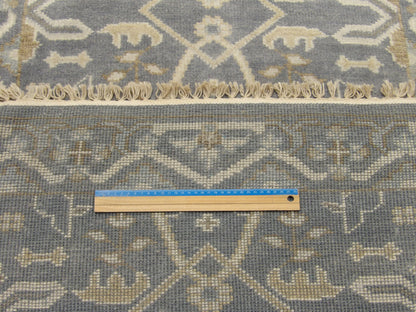 Blue Oushak runner in hallway setting