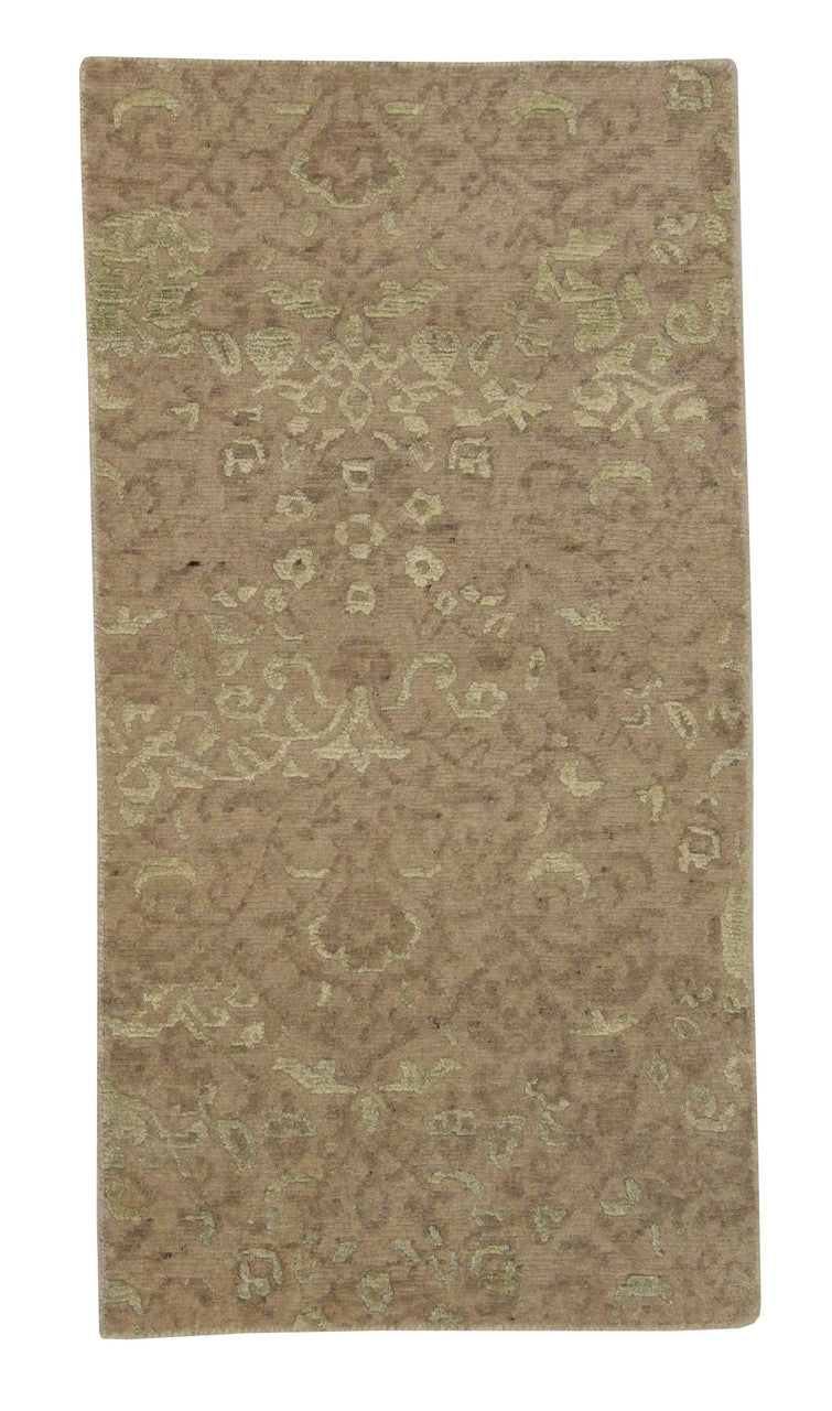 Transitional Abstract Broken Design hand-knotted wool-silk rug in Gray, full view