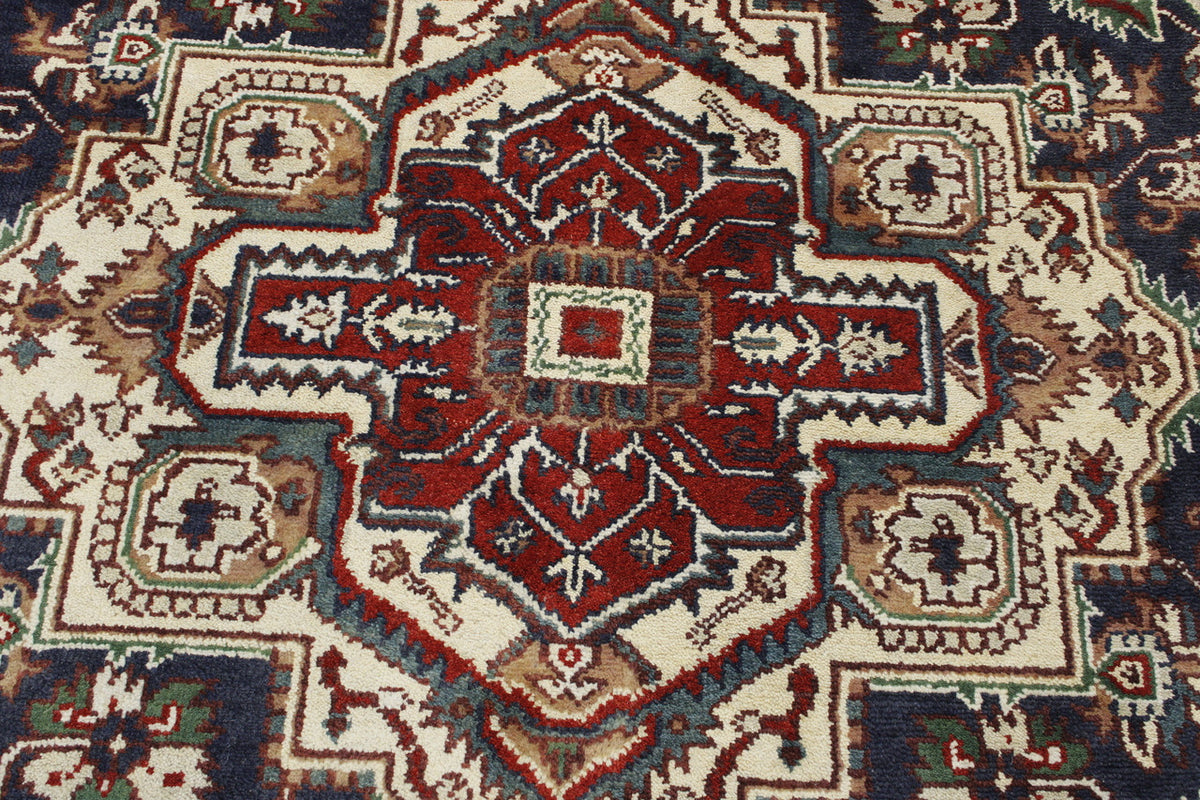 Back of Tribal Indo Heriz hand-knotted rug