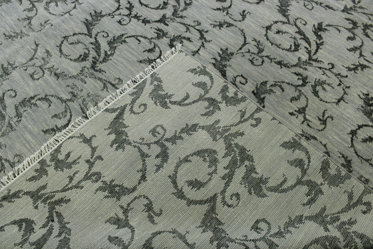 Back of Transitional Floral Design hand-knotted rug