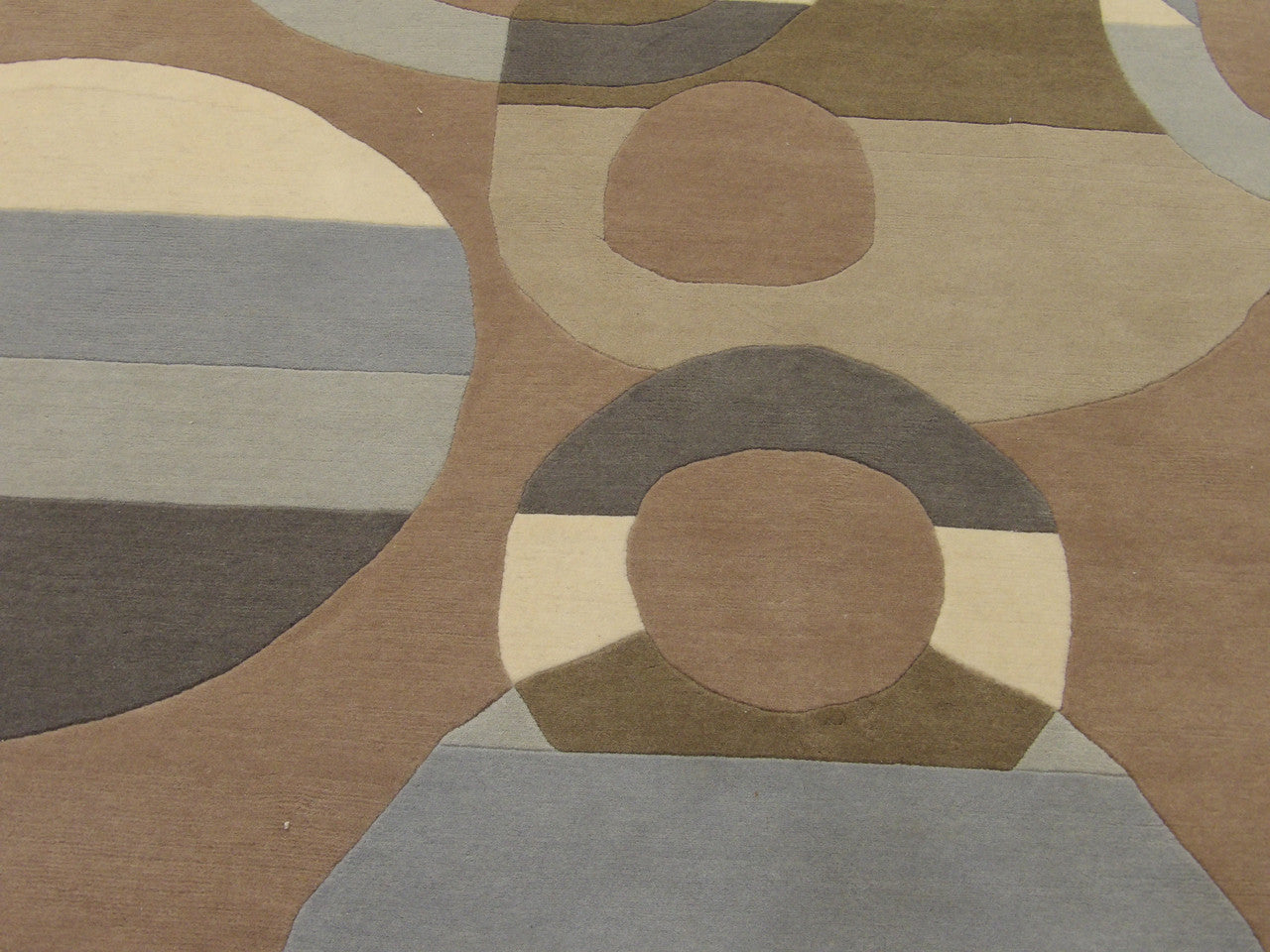 Back of Modern Circle Design hand-knotted rug