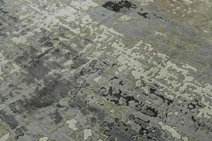 Blue & Gray Modern Abstract Broken Design rug in room setting