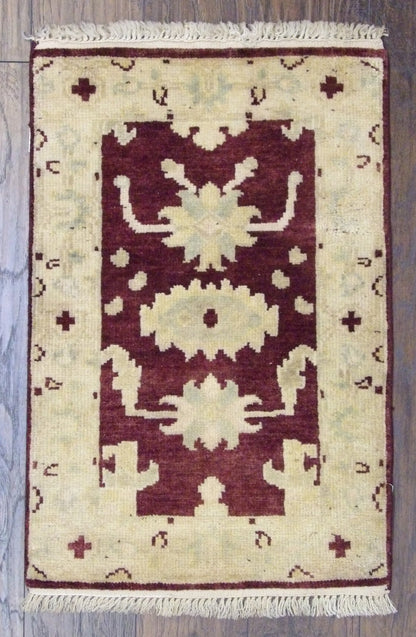 Turk Ushak Wash hand-knotted wool rug in Brown & Beige, full view