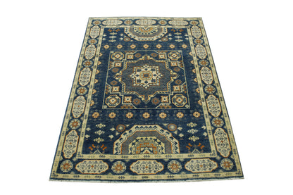 Close-up of wool pile, Blue & Beige rug