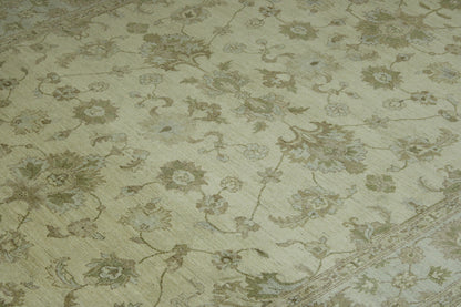 Back of Oushak Chobi hand-knotted rug
