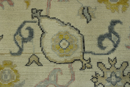 Back of Oushak Chobi hand-knotted rug