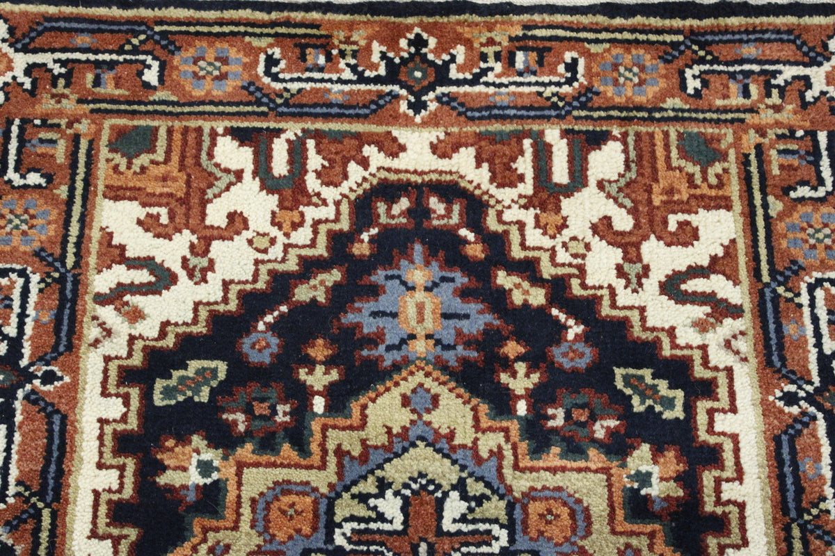 Traditional Heriz rug border detail