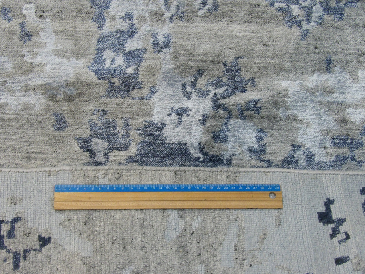 Blue & Gray Modern Tibetan Abstract Design rug in room setting