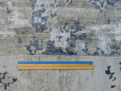 Blue & Gray Modern Tibetan Abstract Design rug in room setting