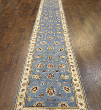 Kashan Oushak / Peshawar hand-knotted wool runner in Blue, 2'8" x 16'2", SKU w1166