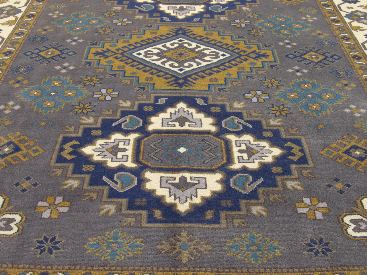 Back of Tribal Kazak hand-knotted rug