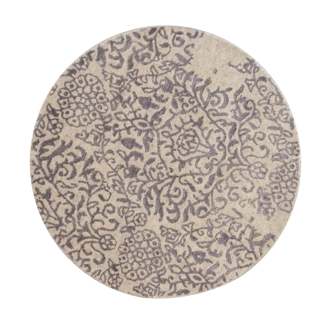 Transitional Abstract Broken Design hand-knotted wool-silk rug in Blue & White, full view