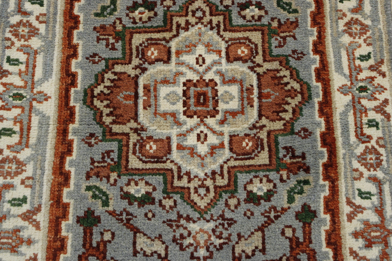 Close-up of wool pile, Blue rug