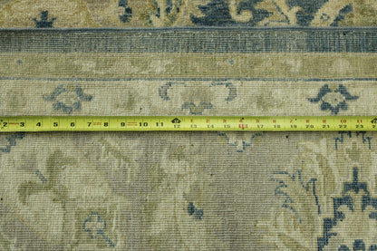 Close-up of wool pile, Blue & Beige rug