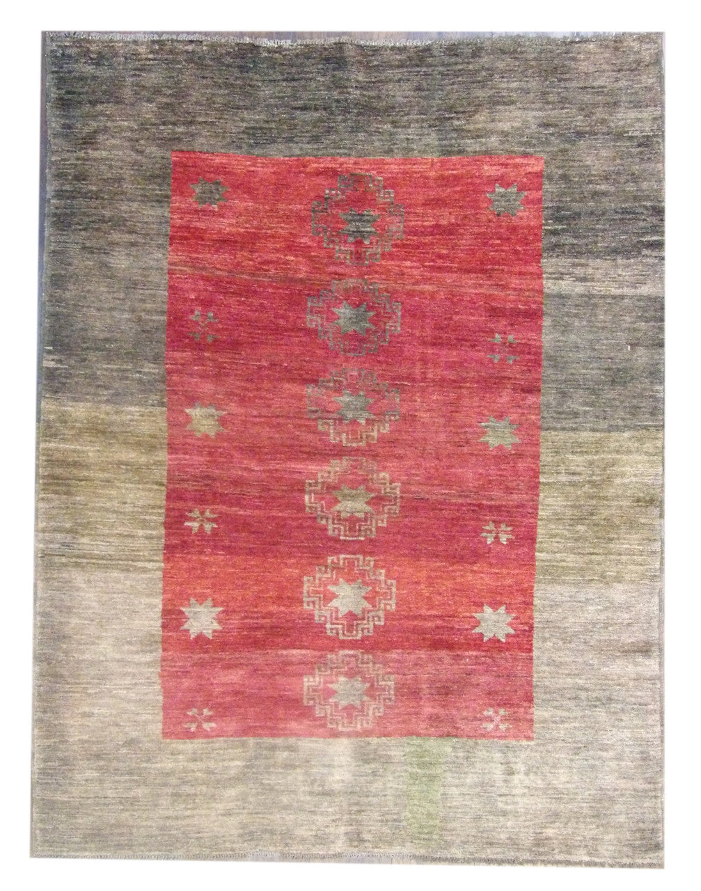 Antique Tribal Khotan . . hand-knotted wool rug in Gold & Red, full view