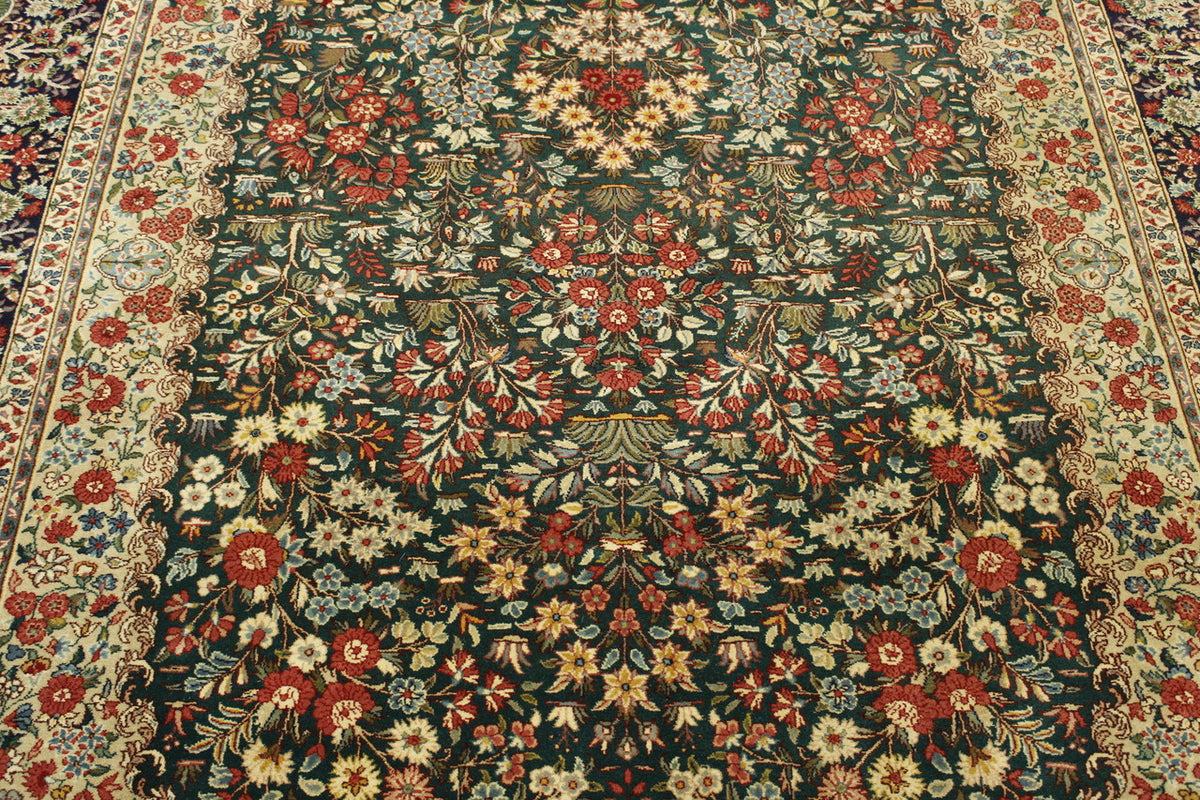 Close-up of wool pile, Blue & Green rug