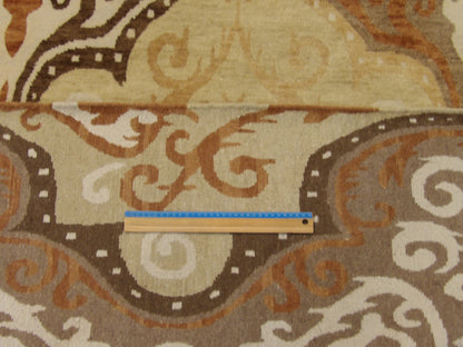 Brown & Rust Nepalese Damask Design rug in room setting