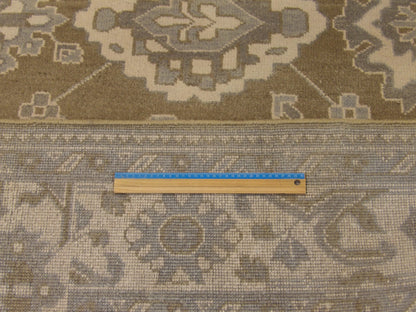 Green & Beige Turk Oushak Natural Dye rug in room setting