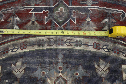 Blue & Red Tribal Indo Heriz rug in room setting