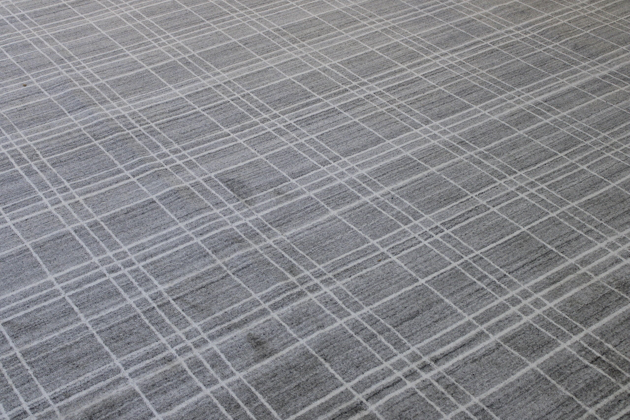 Close-up of wool pile, Gray & White rug