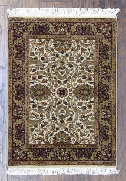 Fine Persian Kashan hand-knotted wool rug in Brown & Beige, full view