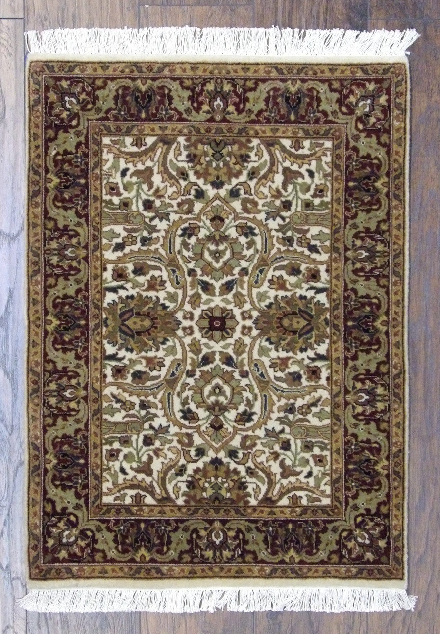 Fine Persian Kashan hand-knotted wool rug in Brown & Beige, full view