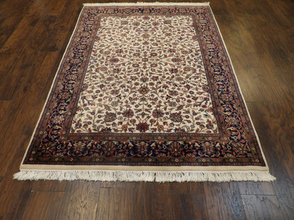 Back of hand-knotted Kashan rug showing construction